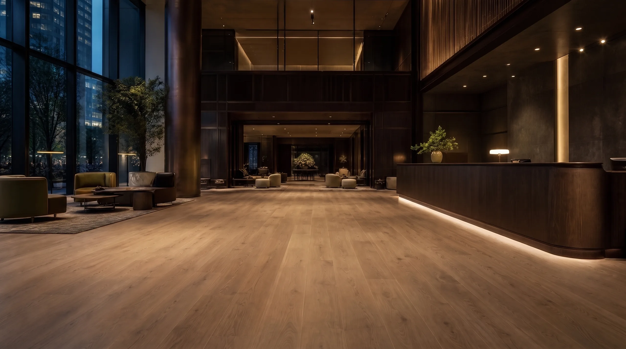 Commercial lobby with Maison Commercial resilient flooring
